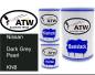 Preview: Nissan, Dark Grey Pearl, KN8: 500ml Lackdose + 500ml Klarlack + 250ml Härter - Set, von ATW Autoteile West.